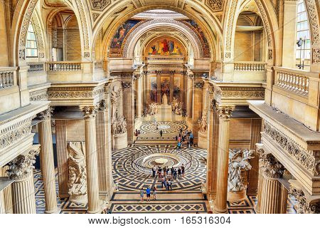 Paris, France - July 05, 2016 : Inside, Interior Of French Mausoleum For Great People Of France - Th
