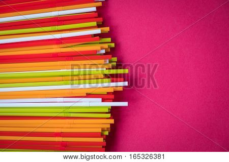 Colorful drinking straws for the color background. Abstract a colorful of plastic straws used for drinking water or soft drinks