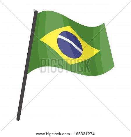 Flag of Brazil icon in cartoon design isolated on white background. Brazil country symbol stock vector illustration.