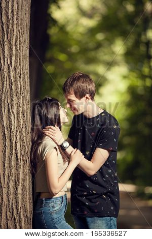 Cute Couple Kising In The Park