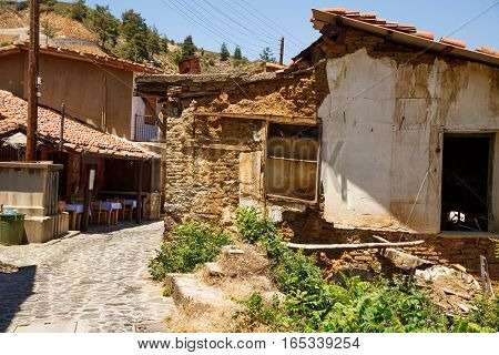 Old houses in Kakopetria village in Cyprus.