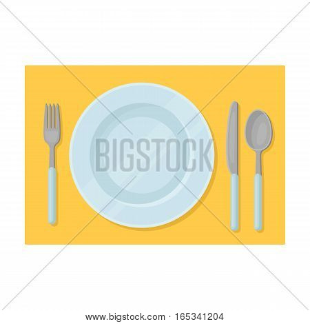 Served table icon in cartoon design isolated on white background. Rest and travel symbol stock vector illustration.