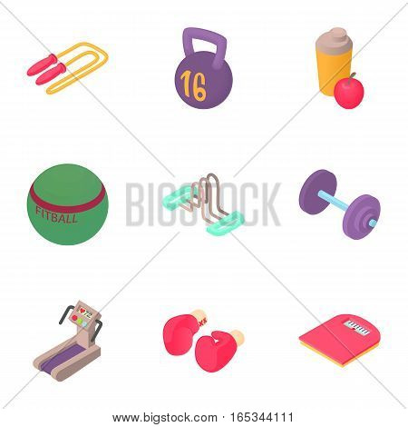 Active fitness icons set. Cartoon illustration of 9 active fitness vector icons for web