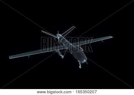 3D Drone Hologram Wireframe in Motion. Nice 3D Rendering