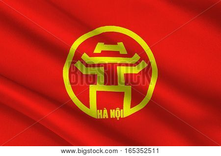 Flag of Hanoi is the capital of Vietnam and the country second largest city. 3D illustration