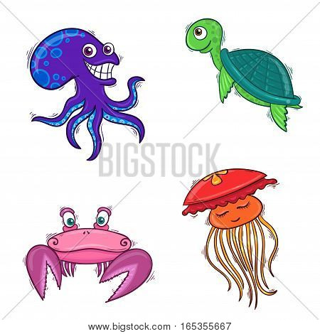 Vector set illustration of Sea Animals Collection