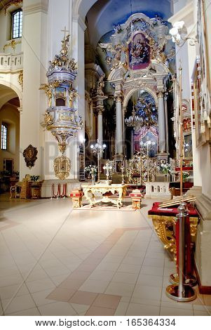 Lviv Ukraine - July 21 2016: interior of the St. George's Cathedral is a Ukrainian Greek Catholic Church. Baroque-rococo cathedral was constructed between 1744-1760