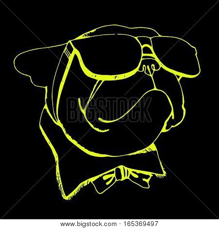 bulldog dog animal french vector illustration pet breed cute drawing puppy