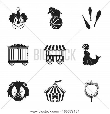 Circus set icons in black style. Big collection of circus vector symbol stock