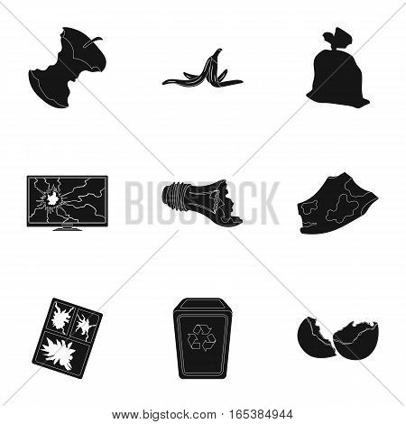 Trash and garbage set icons in black design. Big collection of trash and garbage vector symbol stock illustration