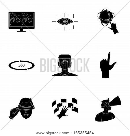 Virtual reality set icons in black design. Big collection of virtual reality vector symbol stock illustration