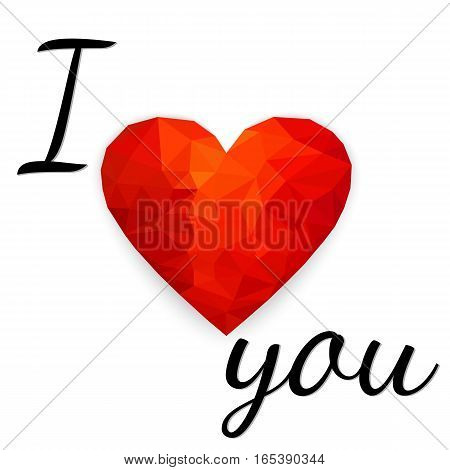Happy Valentine's Day card. Heart. Polygonal design on white background. Geometric rumpled triangular low poly origami style. Vector illustration.