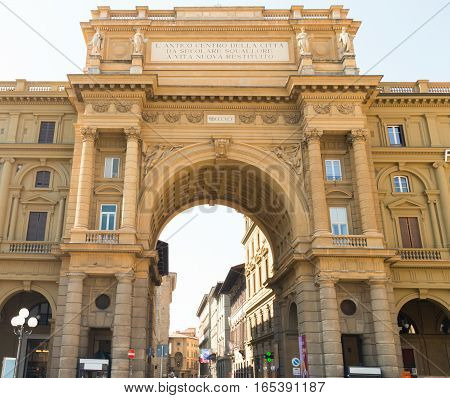 Piazza della Repubblica Florence Italy in the summer