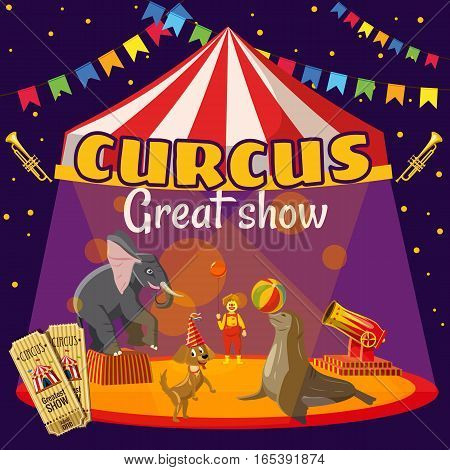 Circus show tent concept. Cartoon illustration of circus show tent vector concept for web