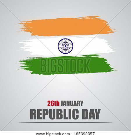 Republic Day India. Watercolor flag of India on a gray background