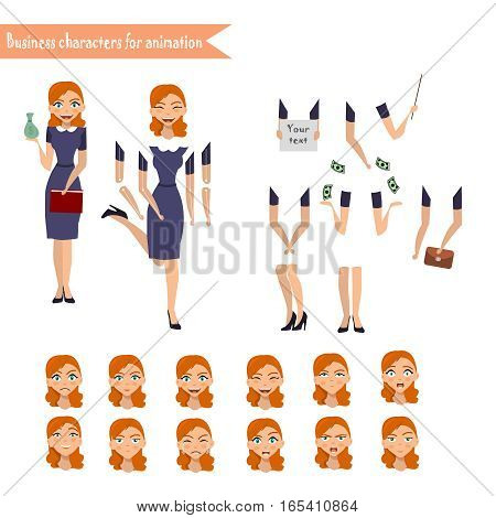 Pupil character for your scenes. Parts of body template for design work and animation