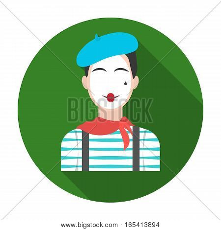 French mime icon in flat design isolated on white background. France country symbol stock vector illustration.