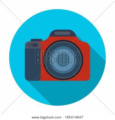 Digital camera icon in flat design isolated on white background. Rest and travel symbol stock vector illustration.