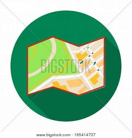 Travel map icon in flat design isolated on white background. Rest and travel symbol stock vector illustration.