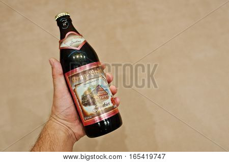 Hai, Ukraine - January 5, 2017: Brug Brun Austrian Beer