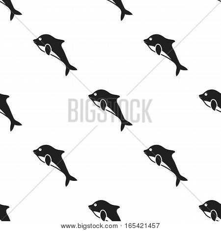 Dolphin icon in black style isolated on white background. Animals pattern vector illustration.
