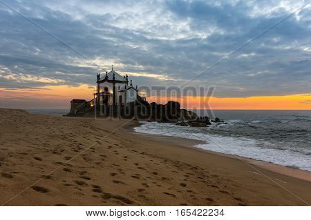 Capela do Senhor da Pedra on sunset Porto Portugal