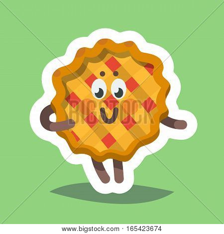 Vector illustration emoticon emoji icon on theme of autumn holiday. Autumn emoticon happy thanksgiving day. Sweet pie