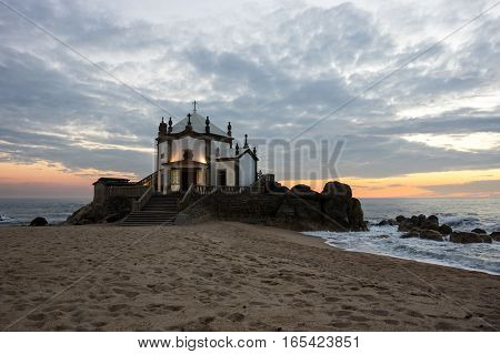 Capela do Senhor da Pedra on sunset Porto Portugal