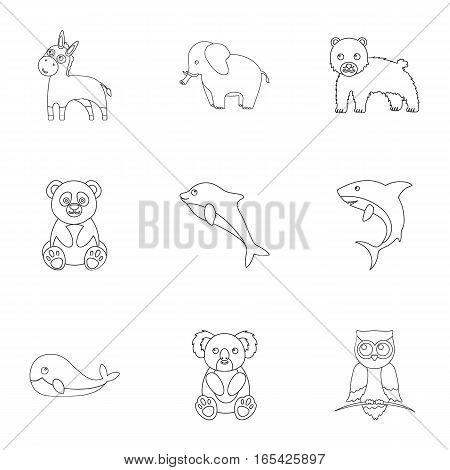 Animals set icons in outline style. Big collection of animals vector symbol stock