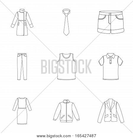 Clothes set icons in outline style. Big collection of clothes vector symbol stock