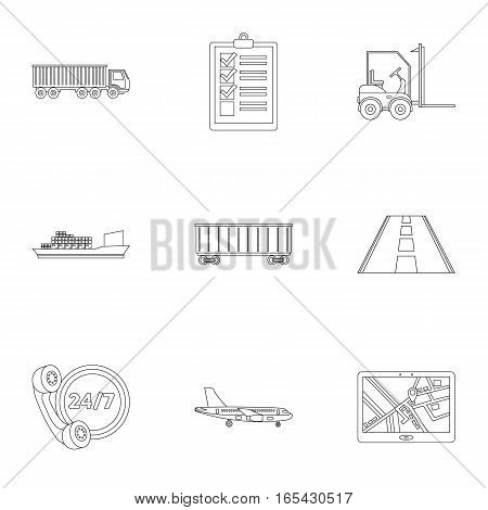 Logistic set icons in outline style. Big collection of logistic vector symbol stock