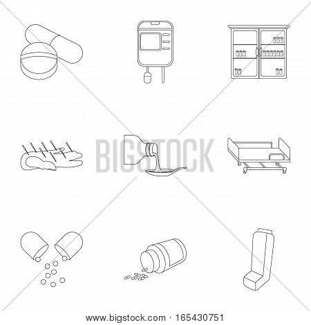 Medicine and hospital set icons in outline style. Big collection of medicine and hospital vector symbol stock