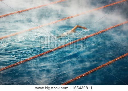 Morning Fog At Swimming Pool