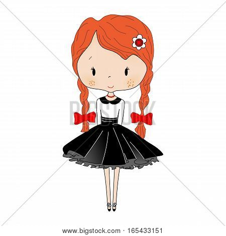 Cute little girl. Beautiful little princess Toy isolated on white background