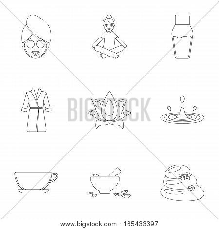Spa set icons in outline style. Big collection of spa vector symbol stock