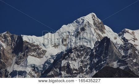 High mountain next to mount Manaslu Nepal.