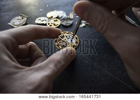 The procces of watch repair with special tools