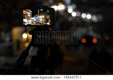 Mobile Timelapes. Mobile recording video at GPO chowk Murree Punjab Pakistan