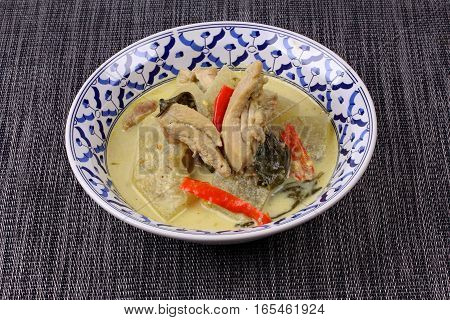 Green Chicken Curry In Coconut Milk With Winter Melon .