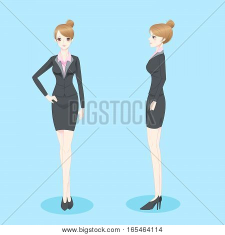 beauty cartoon businesswoman smile and look to you