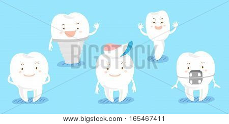 cute cartoon tooth feel happily and smie