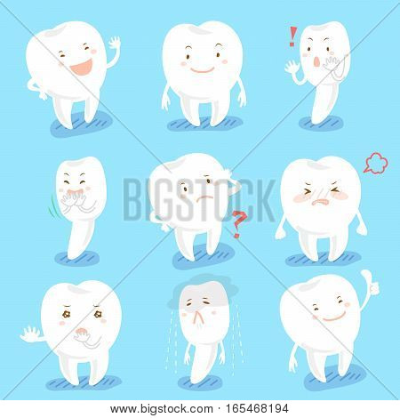 cute cartoon tooth do many different emoji