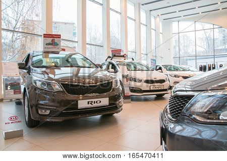 Showroom And Car Kia Of Dealership Kia-zentr Kirov In Kirov City In 2016