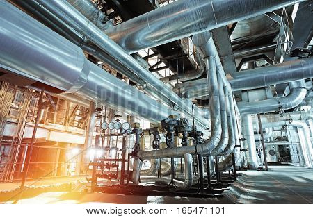 Industrial Zone, Steel Pipelines, Valves And Ladders
