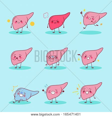 cute cartoon liver express all kinds of emotions