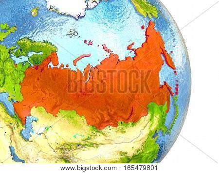 Russia In Red On Earth