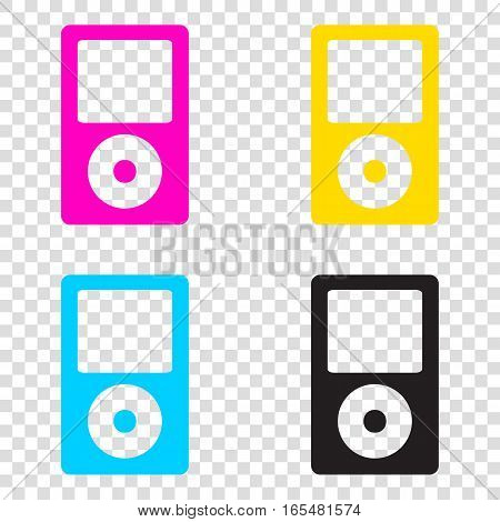 Portable Music Device. Cmyk Icons On Transparent Background. Cya