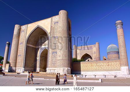 SAMARKAND, UZBEKISTAN - MAY 20, 2011: Bibi Khanum mosque