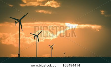 wind turbine sunset background ecosystem vintage. wind turbine silhouette. wind turbine power. wind turbine tower. wind turbine technology.