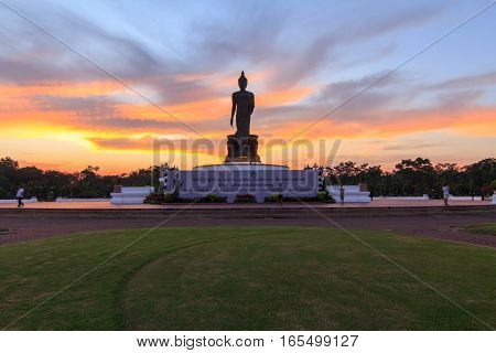 NakhonPathom,Thailand - Dec 13 , 2016 : Big Buddha statue of Phutthamonthon public landmark in sunset time